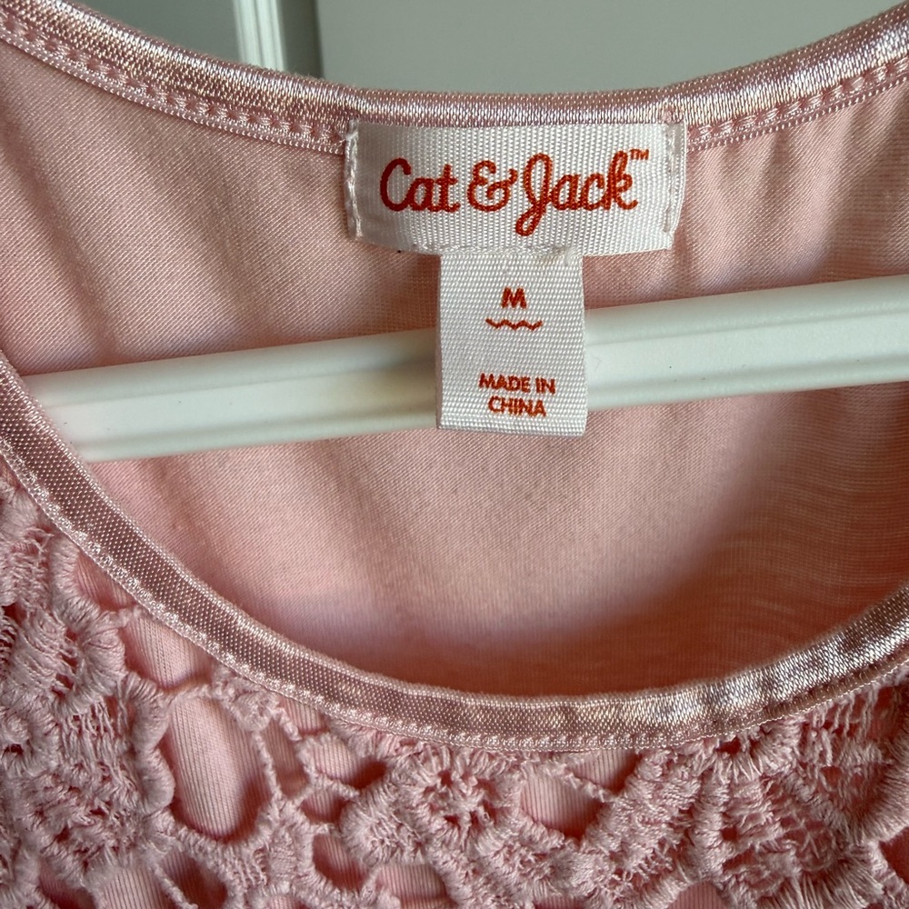 Cat & Jack Girls' Blush Pink Lace & Tulle Maxi Dress - Picture 3 of 3